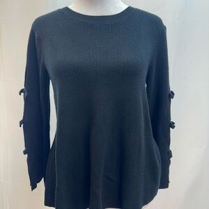 Philosophy Black Sweater with Bow Cut Out Sleeve Accents S